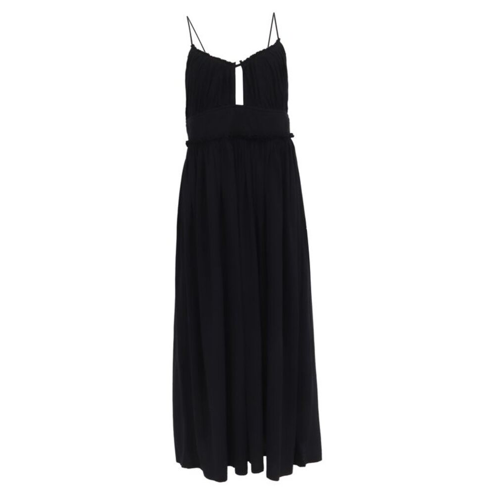 Ulla Johnson Freya Cut Out Accent Midi Dress in Black Cotton